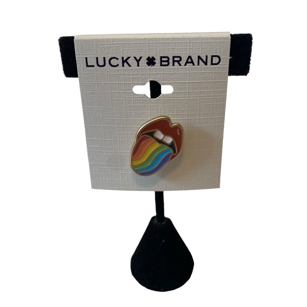 Rainbow Tongue Enamel Pin.